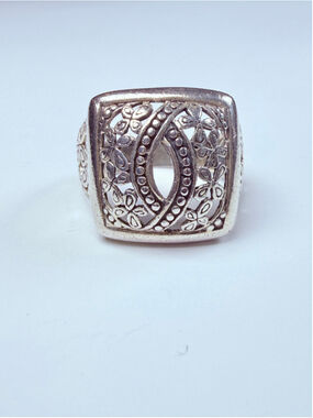 Felicia Design Palu Ornate Dot Filigree 925 Sterling Silver Square Vintage Ring